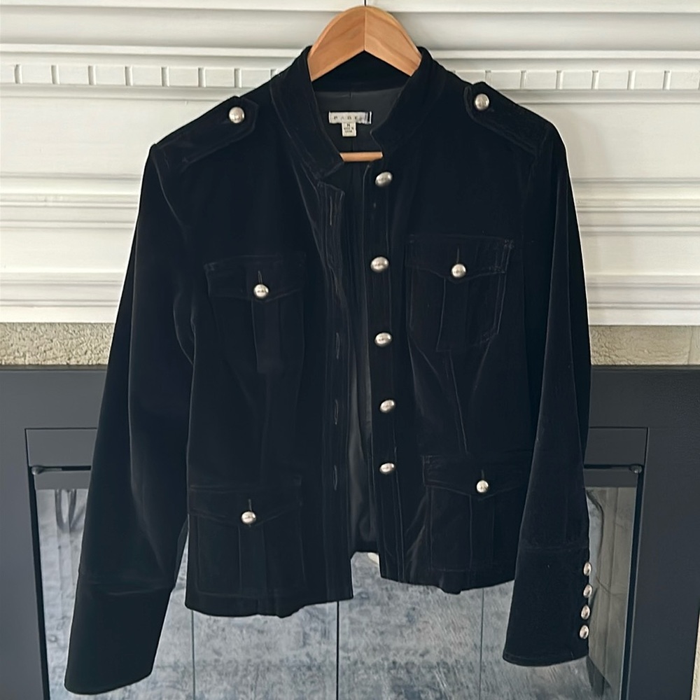 Velvet blend black button blazer size M. Page brand